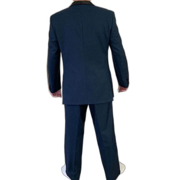 Vintage Men's Navy Tuxedo with Black Shawl Collar and Trim 34x28 / 42R Size M - Picture 3 of 9